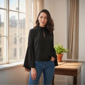 New! T Tahari Women's Bell-Sleeve Mock Neck
Blouse